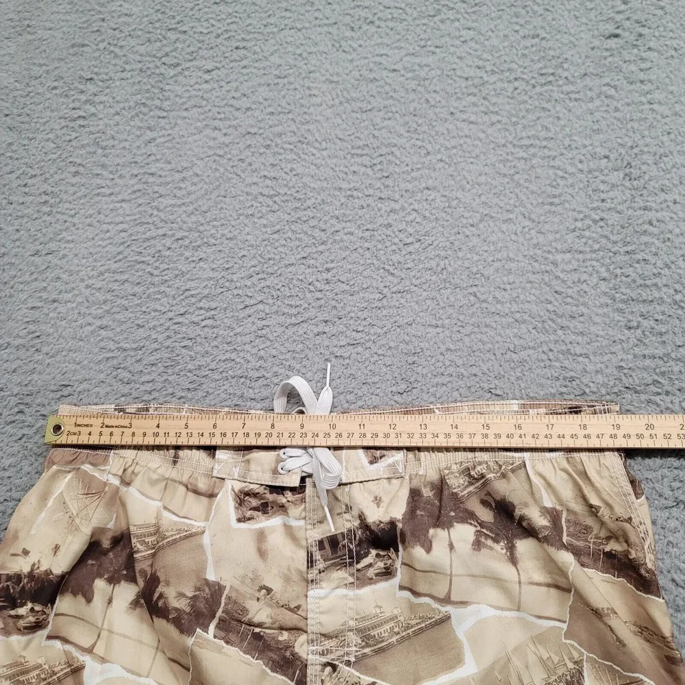 Reel Legends Shorts Mens XL Yellow Brown Swim Trunks Palm Fishing Outdoor Casual